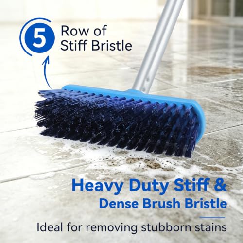 YONILL Deck Scrub Brush with Long Handle for Indoor and Outdoor Cleaning