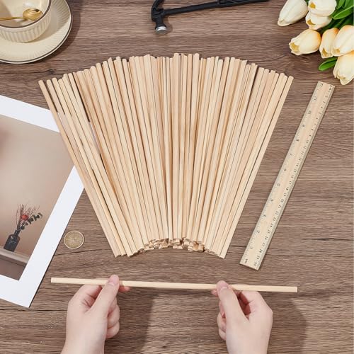 OLYCRAFT 100Pcs 11.9x0.3 Inch Half Round Wood dowels 3.5mm Wooden Dowel Rods Unfinished Wood Craft Sticks Half Round Craft Sticks Arch Wooden Dowel Rods for Braiding Tapestry DIY Crafts Building Model - size: 11.9 Inch
