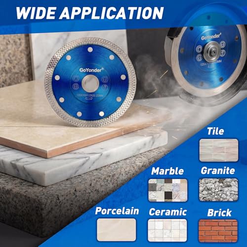 GoYonder 5 Inch Tile Blade, Super Thin Diamond Saw Blade for Cutting Porcelain Tiles, Granite Marble Ceramics (5"-Blue) - size: 5"-Blue