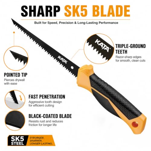 KATA 6 Inch Drywall Saw, Sharp Jab Saw for Pumpkin Carving & DIY Cutting - color: Drywall Saw