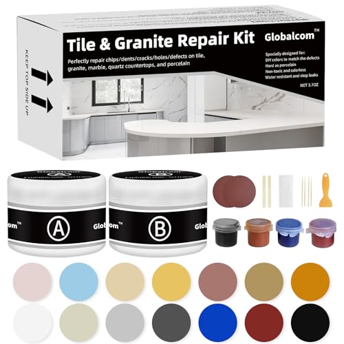 Tile and Granite Repair Kit for Marble Porcelain and Quartz Countertops | Countertops Repair Kit for Chips Dents Cracks Holes Scratch, Fix Chipped Edges Corners, Reattaches Missing Pieces