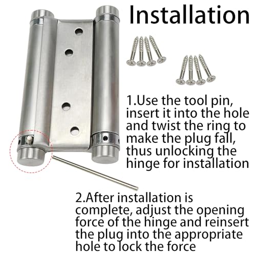 4 Inches Double Action Spring Hinges 1 Pair, Fit 1.1 Inch Thick