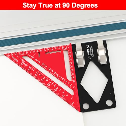 Track Saw Guide Rail Square CNC-Machined Track Saw Square Guide with Edge Support, 90° Right Angle Cutting Tool Compatible with Festool and Makita Compact Parallel Guide System Accessory - color: Black