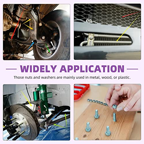 Swpeet 45Pcs SAE 304 Stainless Steel 3/8-16" Hex Nuts and #3/8 Flat Washers with #3/8 Split Lock Washers Assortment Kit, Coarse Thread Hexagon Nut for Home Automotive Shop Use - size: #3/8-16 Hex Nuts & Washers