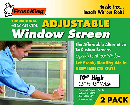 Frost King 2AWS1045 WB Marvin Adjustable Window Screen, 10in High x Fits 25-45in Wide (2-Pack) - style: 10" High x Fits 25-45" Wide (2-Pack)