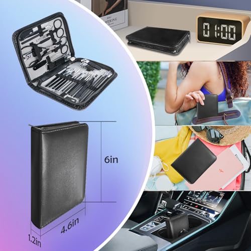 Manicure Pedicure Kit Professional 30pcs Complete Nail Care kit，fingernail and toenail Clippers and Manicure kit for Men with Travel Deluxe Beauty Tools Convenience Set (Black) - color: 30 in 1 Black