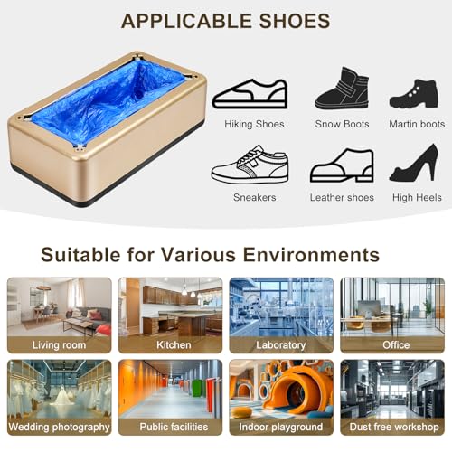 Shoe Covers Dispenser with 200 Shoe Covers for Home,Offices, Factories Gold - color: Gold