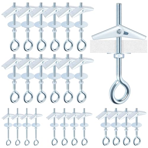 15Pcs M6 x 70mm Eye Bolt Toggle Bolt Assortment Kit, Spring Toggle Bolts Butterfly Anchors Butterfly Toggle Anchors, Heavy Duty Drywall Anchors with Wing Nut for Hanging Lamps Heavy Items