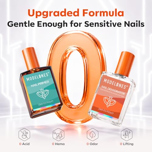 Modelones Nail Dehydrator and Primer Set 15ml 2 Pcs HEMA Free Prep Kit - color: Nail Prep Dehydrator Primer Clear