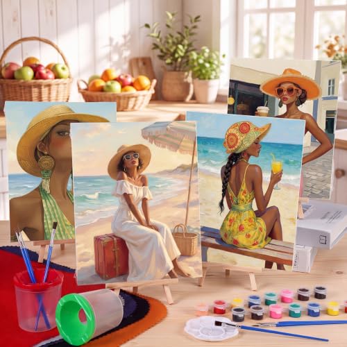 Sherr 140 Pcs 20 Set Pre Drawn Canvas Painting Kit, Summer - style: Summer