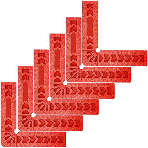 KINJOEK 6 PCS 4 Inch 90 Degree Positioning Squares, Right Angle Clamps Woodworking Carpenter Corner Clamping Square Tool for Picture Frames, Boxes, Cabinets or Drawers, Red - size: 4" 6PCS