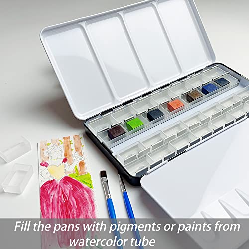 FCLUB Large Watercolor Palette Tin with 28Pcs Watercolor Full Pans - style: Tin with 28 Transparent Full Pans