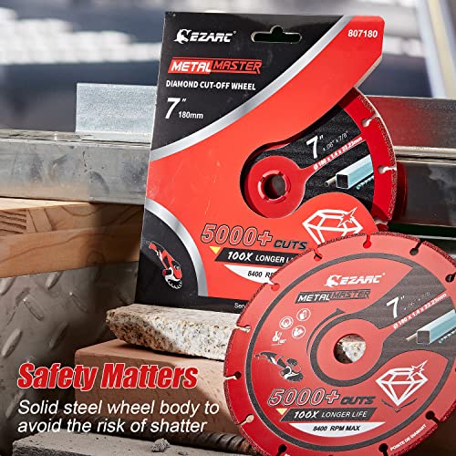 EZARC Diamond Cutting Wheel 7'' x 7/8 Inch for Metal, Cut Off Wheel with 5000+ Cuts on Rebar, Steel, Iron and INOX - style: 7 x 7/8 Inch