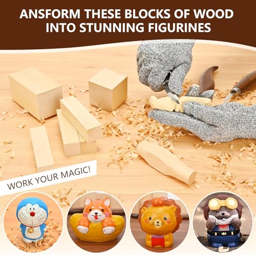 IMYMEE Basswood Carving Blocks-22PCS Whittling Wood Blocks Wood Carving Kit with 3 Different Sizes,Soft Basswood for Whittling, Easy to Use for Kids and Adults