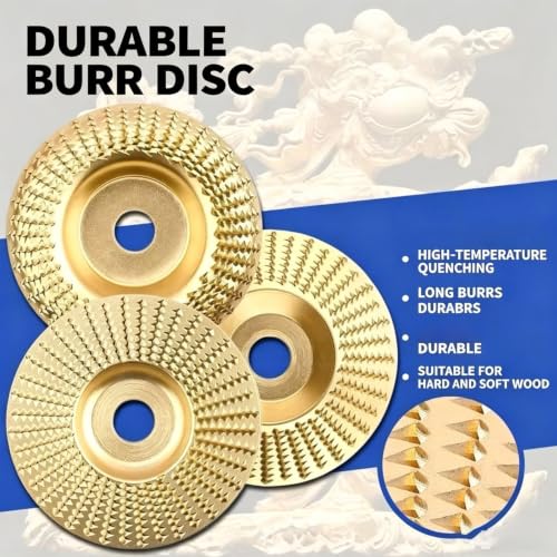 Heavy-Duty Wood Carving Disc Set, Tungsten Carbide Cutting Wheel, Angle Grinder Wood Carving Disc Set, Angle Grinder Polishing Pad for 4" & 4-1/2"Grinders, Sanding(3*Flat Surface)