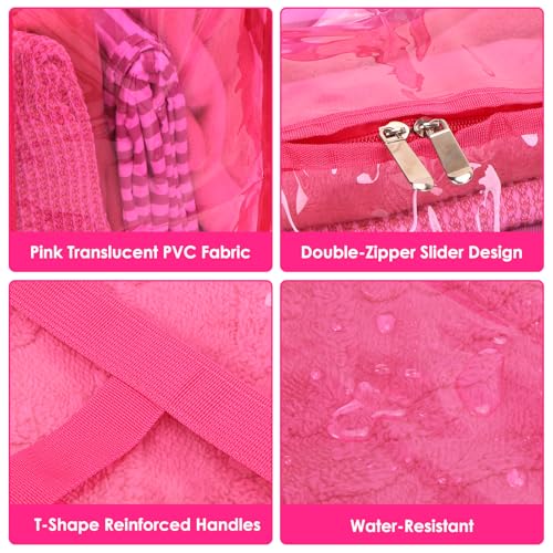 Blanket Storage Bags 4 Pack 60L Clothes Comforter Bedding Container Pink - color: C-Pink