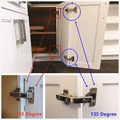 Lazy Susan Corner Cabinet Hinge 135° – Heavy Duty Folding Door Hinge for Kitchen Corner Cabinets, Stainless Steel, Includes Screws - size: 135 degrees