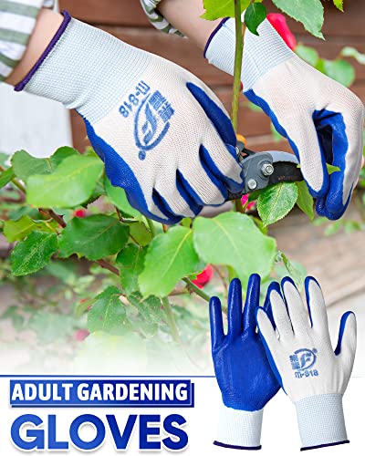 Nuogo 24 Pairs Gardening Gloves for Men Women Rubber Coated Landscaping Work Gloves Safety Work Construction - color: Black, Blue