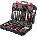 DEKOPRO Tool Set:158 Piece Home Tool Kit, Household Basic Repair Tool Set Comes with Plastic Storage Case-Red - color: Red