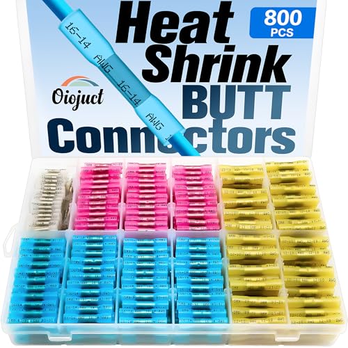 Heat Shrink Butt Connectors Kit - Waterproof Wire Connectors for Wiring - Electrical Connectors Kit with Crimp Terminals - Marine Wiring AWG Terminal (800Pcs)