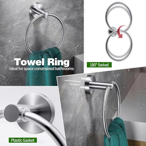 10pcs Brushed Nickel Retractable Bathroom Hardware Set - color: 10pcs 24" Brushed Nickel