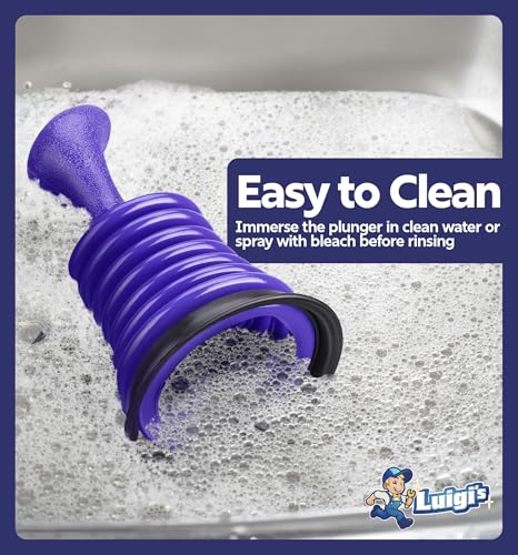 Luigi's Sink Plunger Kitchen - Sink Plunger Bathroom - Drain Bathtub or Shower - Small and Powerful Clog Remover - Commercial Style Plumbers Plungers with Large Bellows - Blue - Mini - color: Blue - Mini Sink Plunger