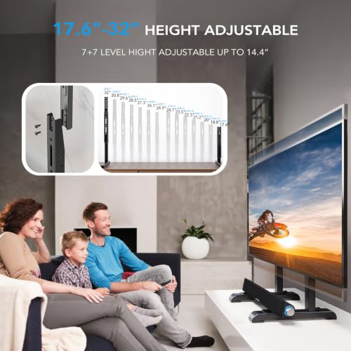 AX WABER Universal TV Stand, Table Top TV Stand Base Wobble Replacement for Most 24 to 80 Inch LCD LED TVs, 7 Height Adjustable TV Legs Hold up to 150lbs, Max VESA 800x500mm, Black AX10TB02