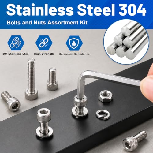 960PCS M3 Hex Socket Head Cap Screw Assortment Kit 304 Stainless Steel - size: SS M3 960PCS