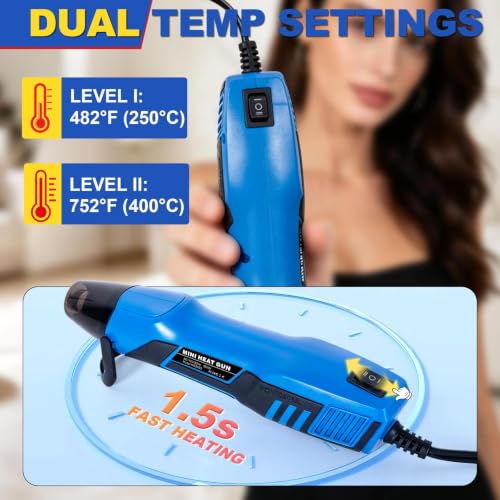350W Mini Heat Gun Kit, 300PCS 10-26 AWG Waterproof Solder Seal Wire Connectors & 3:1 Shrink Tube Kit, Portable Hot Air Gun with 2-Temp Max 752°F (400°C) for Automotive, Marine, Wiring Repair - size: 300pcs (with heat gun)