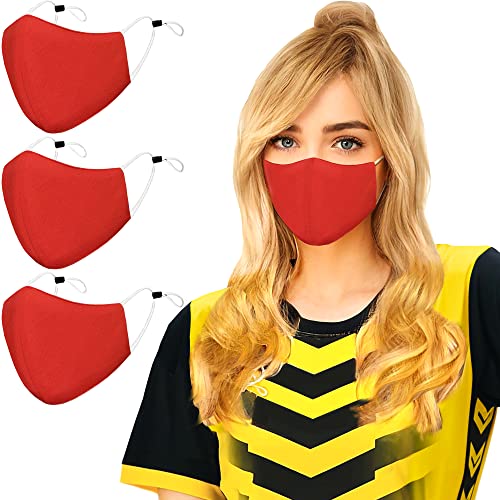 Arcarius Breathable Sports Face Mask – Moisture Wicking Gym & Travel Fit (3-Pack) - color: Red