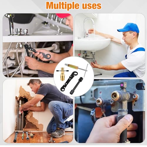 4 Pcs Angle Stop Wrench Kit Plumbing Tool, Olive Ring Removal Tool with Diameter of 1/2", 3/4", Compression Sleeve Puller for 1/2" Compression Fitting, Install Angle Stop Nut(Olive,Black) - size: Black, style: Olive