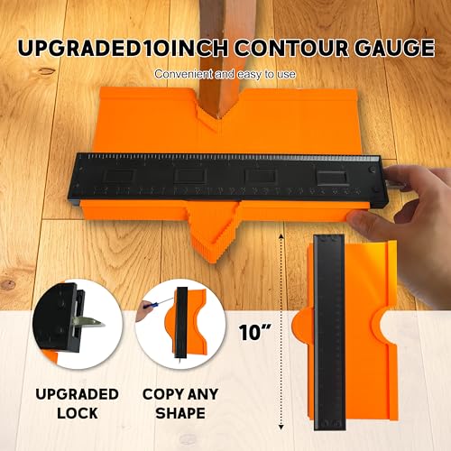 Laminate Flooring Tools, 65-Piece Wood Flooring Installation Kit with Double-Faced Rubber Mallet, 10” Contour Gauge, Tapping Block with Handle, 60-Piece Flooring Spacers, Pull Bar, Tape Measure