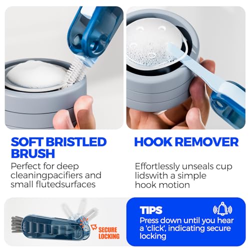 Holikme 6 Pack 4 in 1 Cup Lid Cleaning Brush 3 Straws Bottle Brush,Navy - color: Navy
