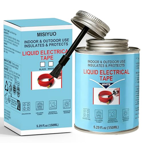 5.29 oz Liquid Electrical Tape – Quick-Drying Insulating Glue, Waterproof & High Temp Resistant, Liquid Wire Insulation Rubber with Brush Cap for Wires, Cables, Outdoor Equipment (White) - color: White