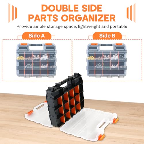 Small Parts Organizer Storage Case Tools Box 34-Compartments - color: Orange