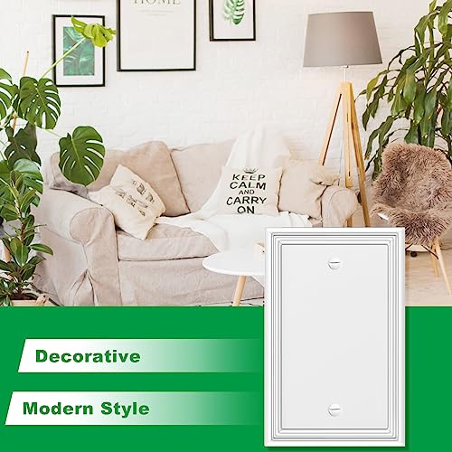 White Modern Decorative Blank Wall Plate Light Switch Cover - size: 1 Gang Single Blank