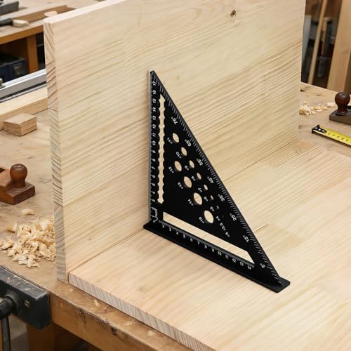 HARFINGTON Metal Square Ruler 7" Aluminum Alloy Carpenter Square Woodworking Rafter Square Precision Scribing Tools with Rafter Conversion Table for Measuring and Marking, Green - color: Green, style: Dual Scales