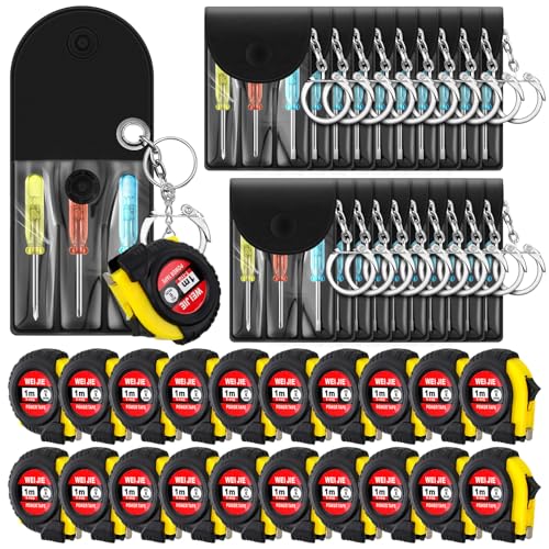 Jutom 40 Pcs Mini Tape Measure Screwdriver Keychain Set Bulk