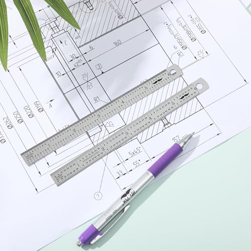 Mr. Pen- Machinist Ruler, 6 Inch, 2 Pack, Stainless Steel Imperial - style: 6 inch, 2 Pack 1/10-1/100 Graduation