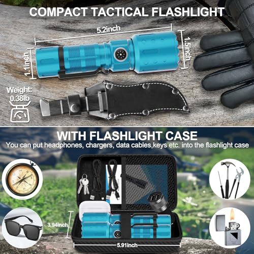 Rechargeable Flashlights High Lumens,Super Bright Small Powerful Flashlight - color: Turquoise