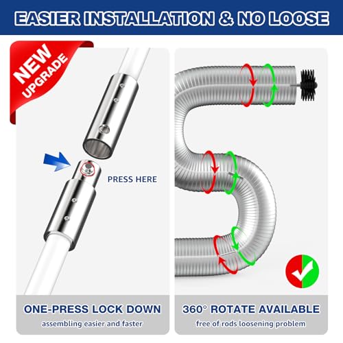 PetOde 35 Feet Dryer Vent Cleaner Kit, Lint Remover, Upgraded Flexible Quick-Snap Brush with Drill Attachment, Extends Up to 35 FEET for Easy Cleaning, Cleaning Tools Use with/Without a Power Drill - size: 35 feet