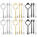 Patelai 6 Sets 3 Tier Cake Stand Hardware Tiered Tray Plate Hardware Kit Heavy Metal Cake Fruit Food Plate Stand Fitting Stacking Kit for Serving Dessert Cupcake Dish Food (Simple,Black,Silver,Gold) - color: Black, Silver, Gold, size: Simple