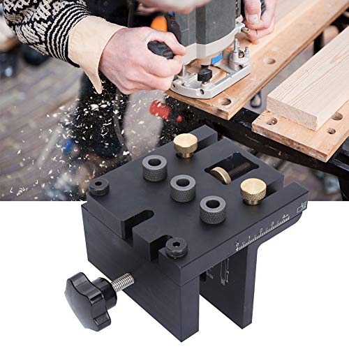 3 in 1 Dowel Jig Drill Kit, with Positioning Clip Woodworking Drilling Locator Hole Puncher Doweling Jig Drilling Guide Kit Adjustable Woodworking Joints Tool