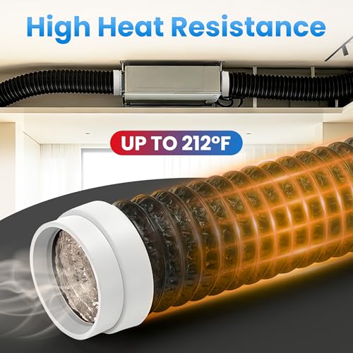5FT Dryer Vent Hose, Heavy Duty 6-Layer Flexible Aluminum Dryer Duct - size: 4inch 5ft
