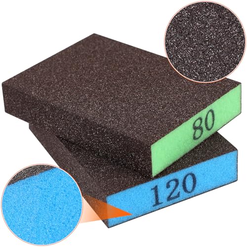 Romeda 8-Pack Sandpaper Block, Four Grits Per Pack 60/80/120/220, Washable and Reusable Handmade Sanding Sponge, Drywall Sandpaper Blocks for Wooden Drywall Sheetrock and Metal Glazing