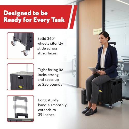 dbest Products Quik Cart 360 Collapsible Rolling Crate on Wheels - Black - color: Black, style: 360