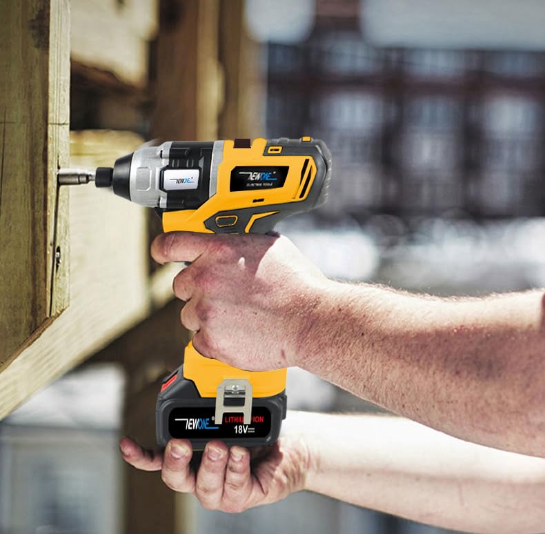 NEWONE 12-Tools Set Power Tool Combo Kits Compatible with De-Walt 20V Battery,Cordless Tool Set,2 Batteries and Charger - color: 12-tools Set Yellow