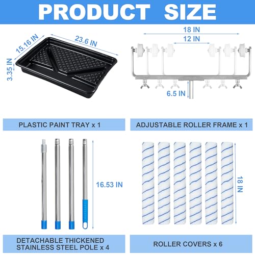 12 Pcs 18 Inch Paint Roller Kit with Tray