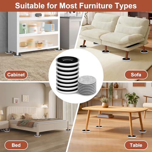Furniture Sliders for Hardwood Floors - Multi-Surface Moving Sliders - size: 4.3in Round 8+8Pack