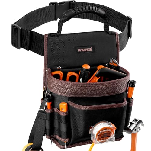 Small Tool Pouch with Belt, 10 Pockets, Carry Handle